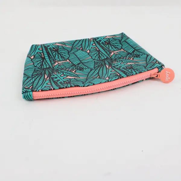 Ipsy Glam Bag Makeup Cosmetic Pouch Only Teal Tropical Leaf