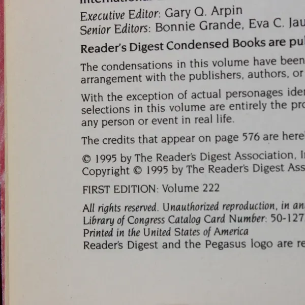 Reader's Digest Condensed Books Volume 6 1995 Hardcover