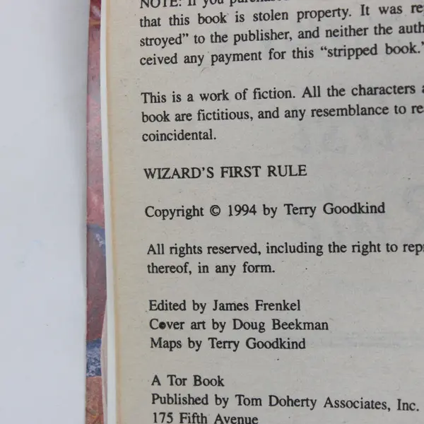 Wizard's First Rule Terry Goodkind Fantasy Paperback Novel