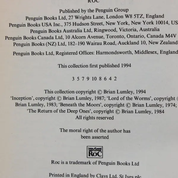 Brian Lumley Return of the Deep Ones and Other Mythos Tales Roc Penguin