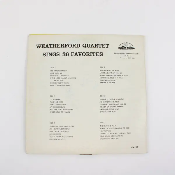 Weatherford Quartet Sings 36 Favorites Volume 2 12" Vinyl Record