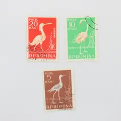 Lot of 3 Romania 1957 Water Birds Stamps Scott #1194-1196 Used