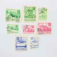 Lot of 8 Romania Transportation Stamps 1969-1971 Used