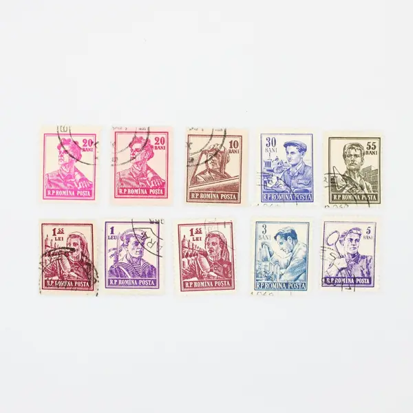 Lot Of 10 Romania 1950s Workers Stamps Used