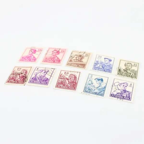 Lot Of 10 Romania 1950s Workers Stamps Used