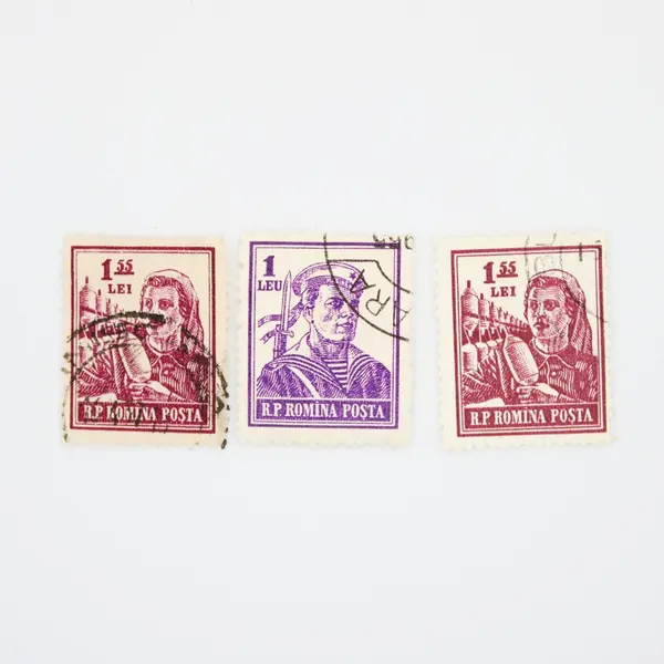 Lot Of 10 Romania 1950s Workers Stamps Used