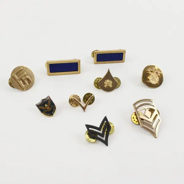Lot of 9 Assorted Military Lapel & Collar Pins Operation Desert Storm Militaria