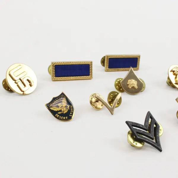Lot of 9 Assorted Military Lapel & Collar Pins Operation Desert Storm Militaria