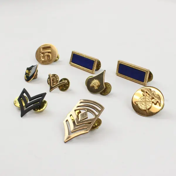 Lot of 9 Assorted Military Lapel & Collar Pins Operation Desert Storm Militaria
