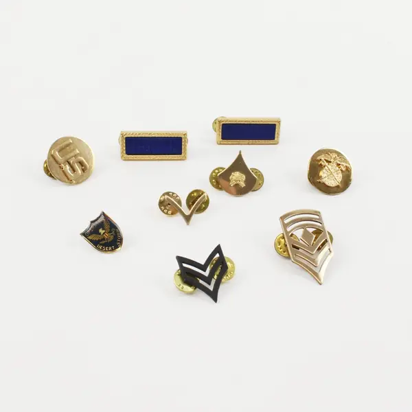 Lot of 9 Assorted Military Lapel & Collar Pins Operation Desert Storm Militaria