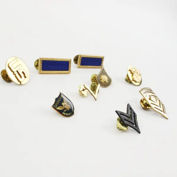 Lot of 9 Assorted Military Lapel & Collar Pins Operation Desert Storm Militaria