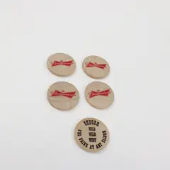 Lot of 5 Wooden Nickels 4 Buckaroo Ball Budweiser 1 Buffalo Token
