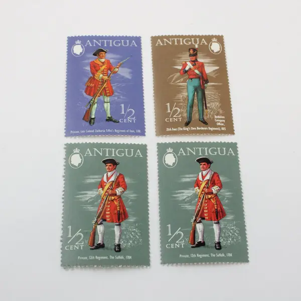 Antigua 1971 Military Uniforms 1/2c Set of 4 Postage Stamps