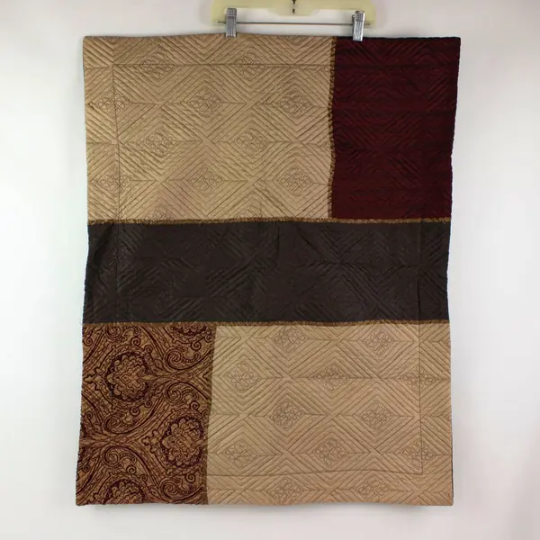 Springmaid Brown Red Boho Quilted Pillow Sham 21x27 Textured Design