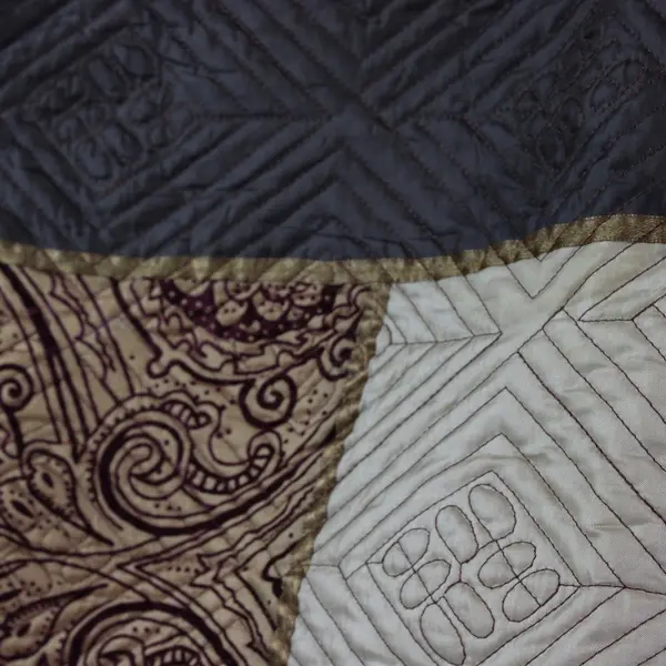 Springmaid Brown Red Boho Quilted Pillow Sham 21x27 Textured Design