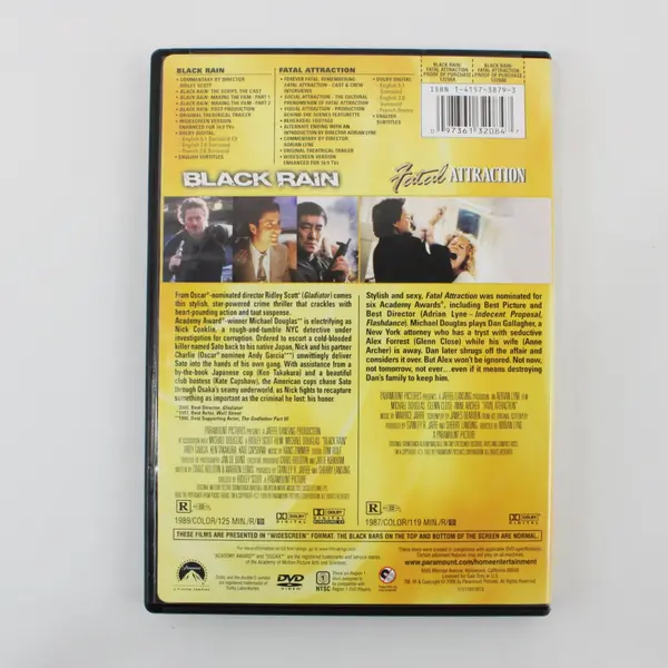 Black Rain (1989) & Fatal Attraction (1987) Double Feature DVD, Michael Douglas 