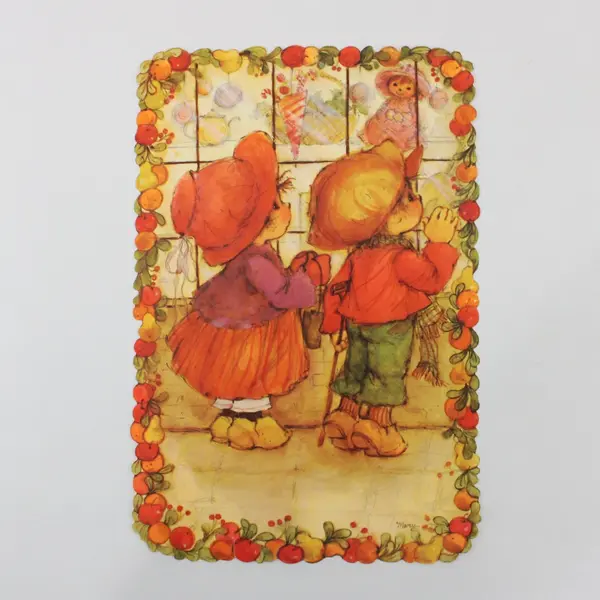 Lot of 4 Vintage Tiny Tim Christmas Carol Paper Wall Hangings, Mary Hamilton 
