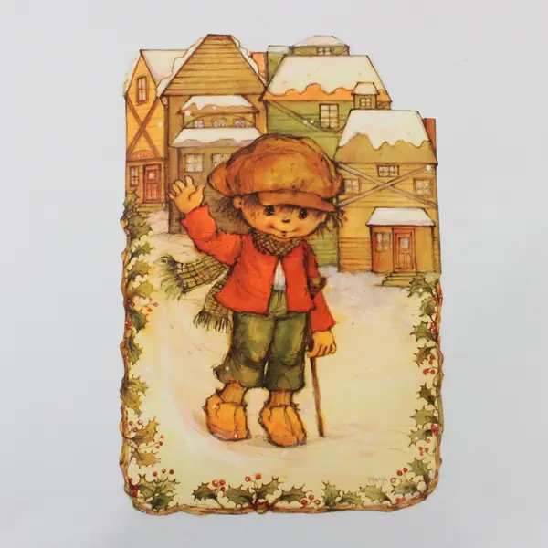 Lot of 4 Vintage Tiny Tim Christmas Carol Paper Wall Hangings, Mary Hamilton 