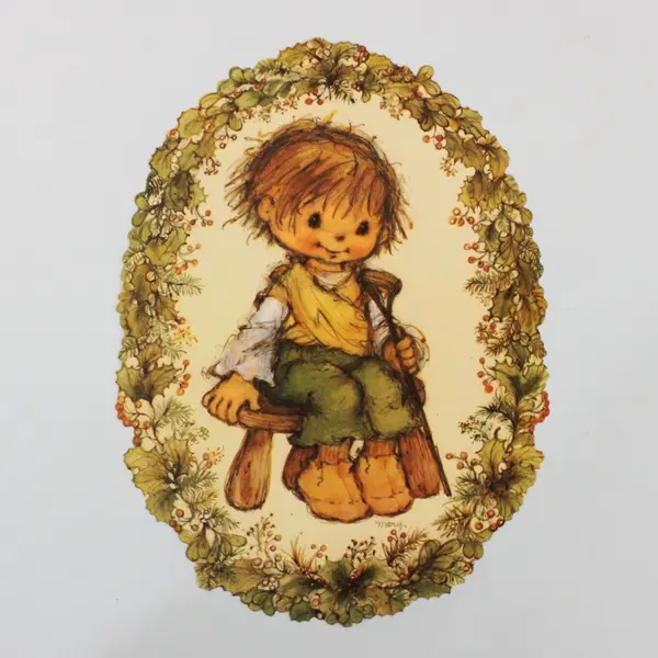 Lot of 4 Vintage Tiny Tim Christmas Carol Paper Wall Hangings, Mary Hamilton 