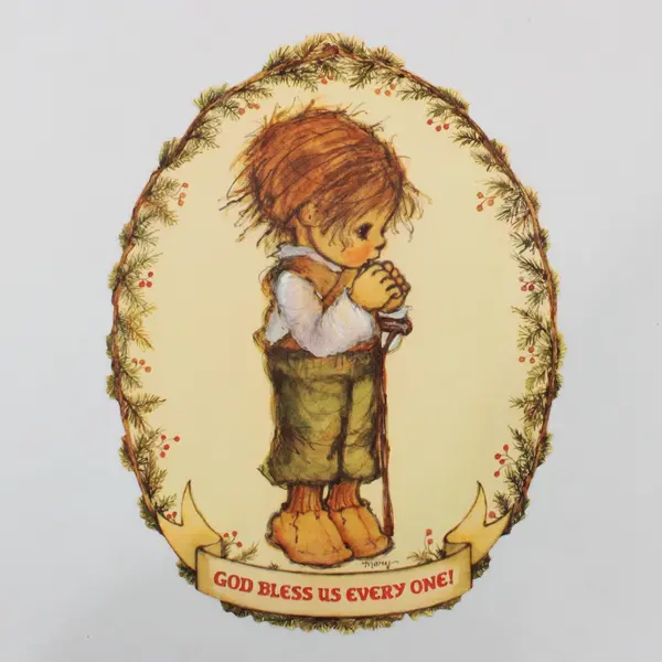 Lot of 4 Vintage Tiny Tim Christmas Carol Paper Wall Hangings, Mary Hamilton 