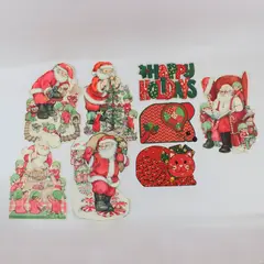 Lot of 7 Vintage Ambassador brand Christmas-Themed Cut-Out Paper Decorations 