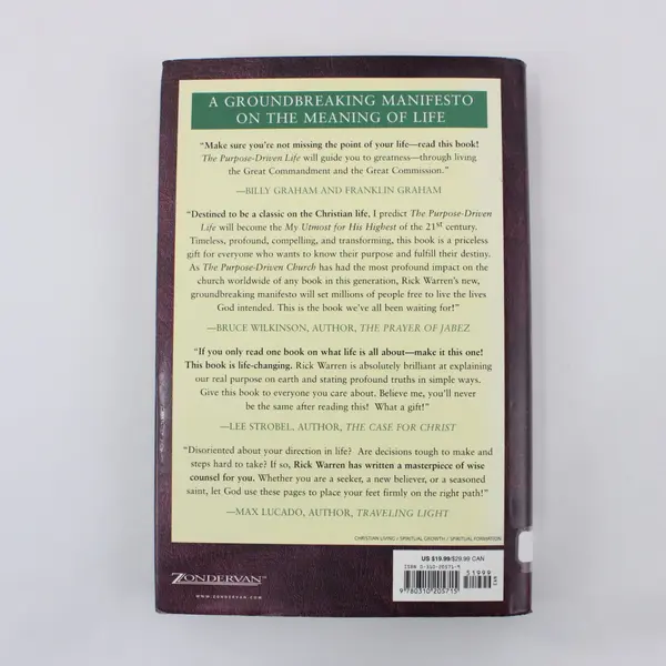 The Purpose Driven Life: What on Earth Am I Here For? Hardcover 2002 Rick Warren