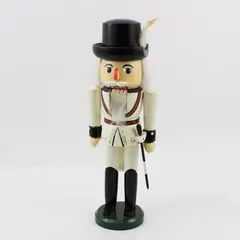 Christmas Wooden Nutcracker White Suit Black Hat Sword 15 inch