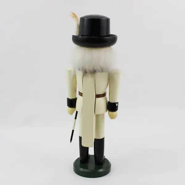 Christmas Wooden Nutcracker White Suit Black Hat Sword 15 inch