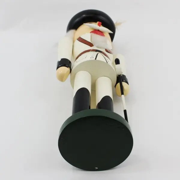 Christmas Wooden Nutcracker White Suit Black Hat Sword 15 inch