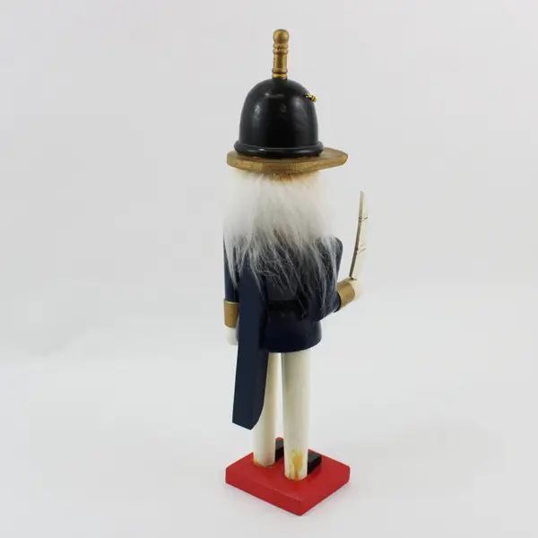 Wood Soldier Nutcracker Blue Uniform Black Gold Hat Sword Scabbard 15.25"