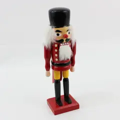 Wood Soldier Nutcracker Red Uniform Black Hat 10 Inch