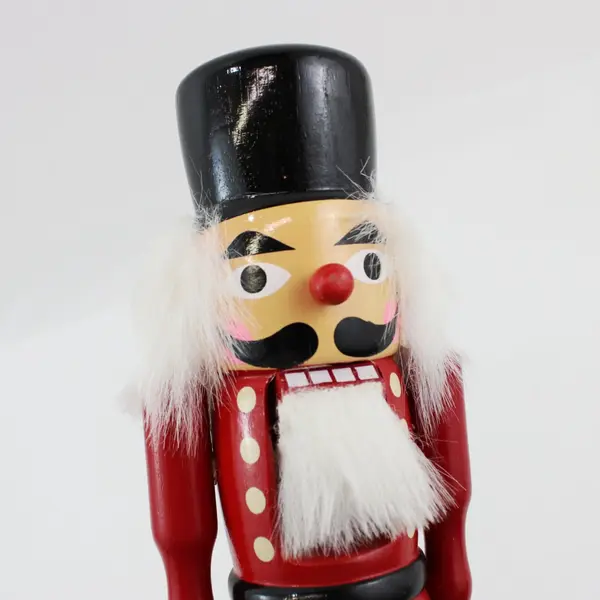 Wood Soldier Nutcracker Red Uniform Black Hat 10 Inch
