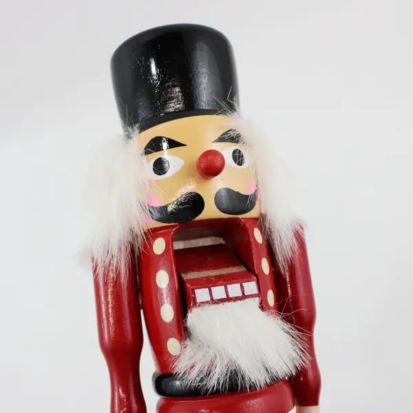 Wood Soldier Nutcracker Red Uniform Black Hat 10 Inch