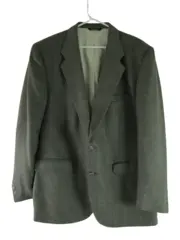 Vintage Haslton Gray Geometric Woven Men's Suit Jacket Size 44R Union Made
