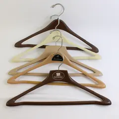 Lot of 5 Tan & Brown Plastic Suit Hangers John Thomas BATTS Closet Storage
