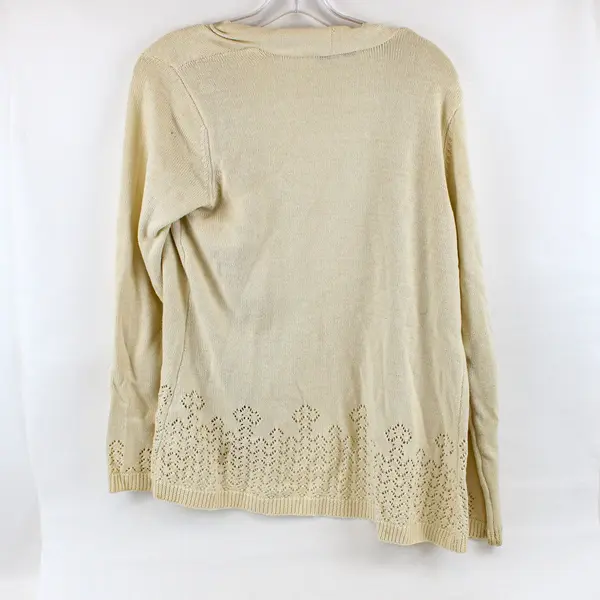 Liz Claiborne Solid Cream Color Long Sleeve Knit Sweater Cardigan Womens Size M