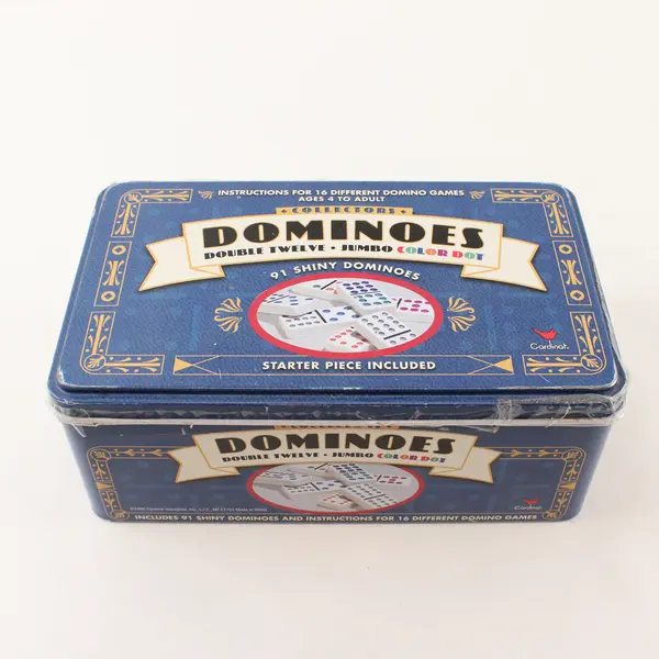 Cardinal Dominoes Double Twelve Jumbo Color Dot Tin 9512C