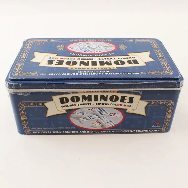 Cardinal Dominoes Double Twelve Jumbo Color Dot Tin 9512C