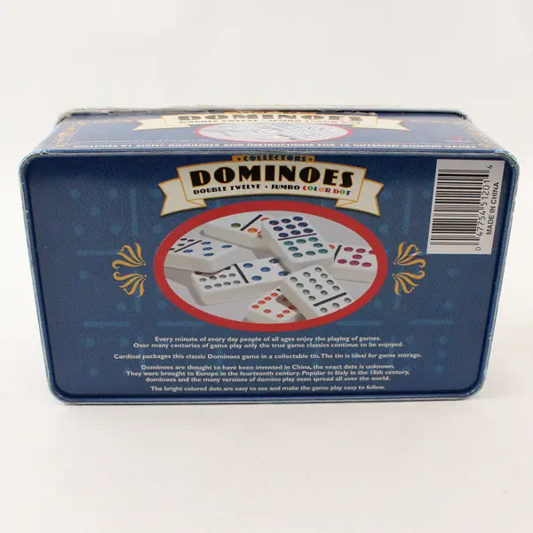 Cardinal Dominoes Double Twelve Jumbo Color Dot Tin 9512C