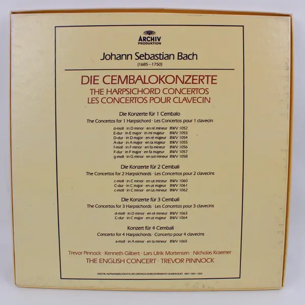 J.S. Bach 13 Harpsichord Concertos Trevor Pinnock Archiv 4 LP Box Set