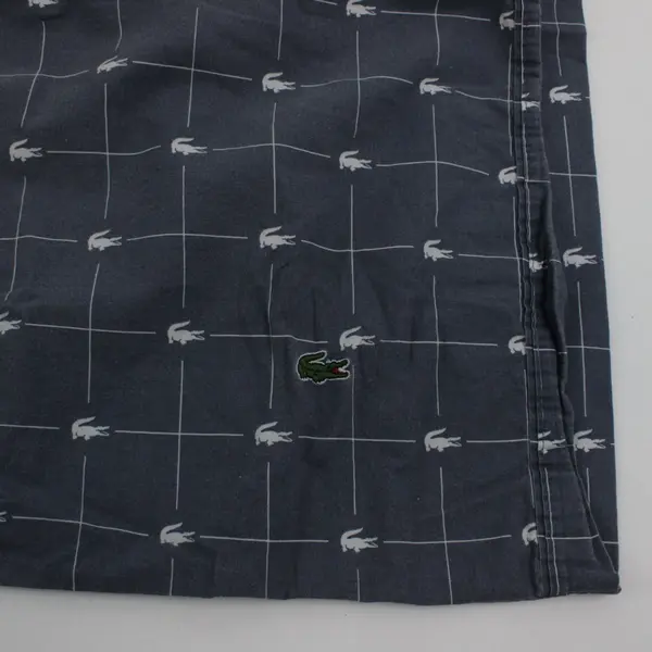 Lacoste Gray Blue King Pillowcase Alligator Grid Print