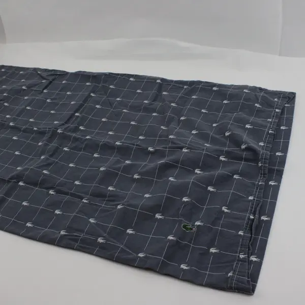 Lacoste Gray Blue King Pillowcase Alligator Grid Print