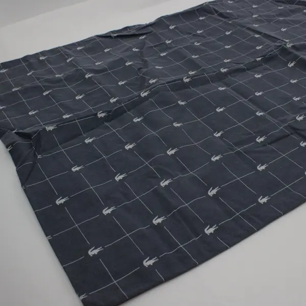 Lacoste Gray Blue King Pillowcase Alligator Grid Print