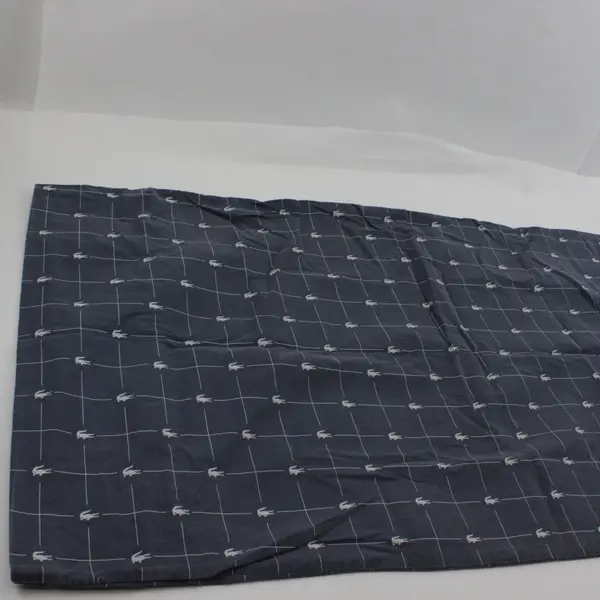 Lacoste Gray Blue King Pillowcase Alligator Grid Print