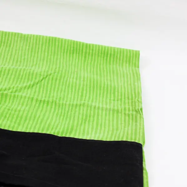 Namaste in Bed Embroidered Queen Pillowcase Green Black Striped