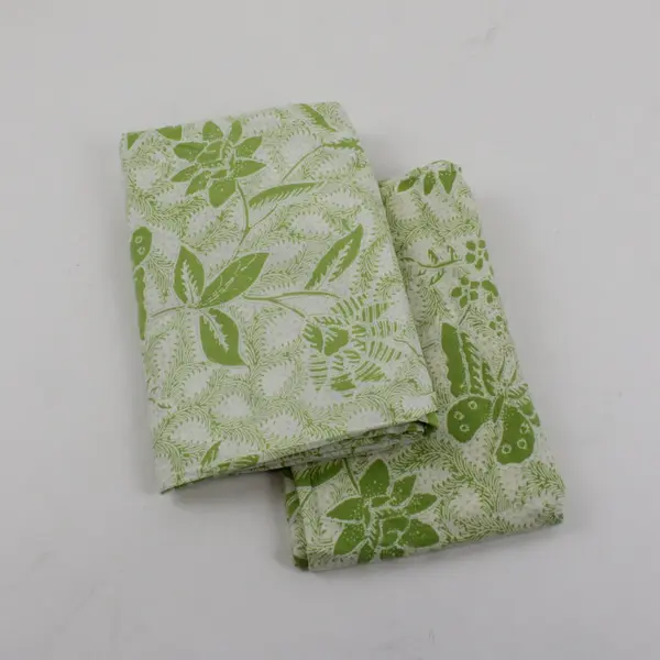 Set of 2 Chartreuse Green Floral Leaf Print Standard Cotton Pillowcases