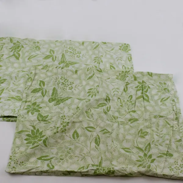 Set of 2 Chartreuse Green Floral Leaf Print Standard Cotton Pillowcases