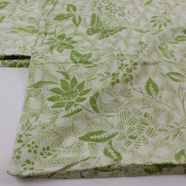 Set of 2 Chartreuse Green Floral Leaf Print Standard Cotton Pillowcases