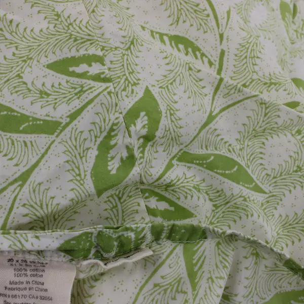 Set of 2 Chartreuse Green Floral Leaf Print Standard Cotton Pillowcases