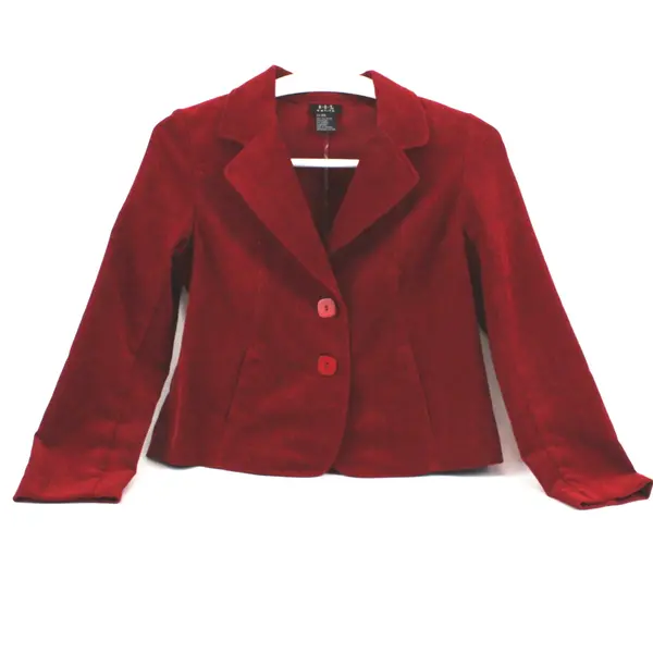 RQT Petite Red Corduroy Button-Down Blazer Size PS